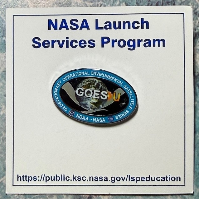 GOES-U LSP LAUNCH SERVICES PROGRAM  NASA PIN PINBACK ON ISSUED CARD