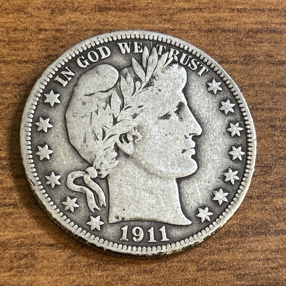 1911 Barber Half Dollar Silver Coin Fine