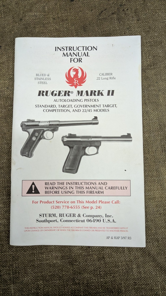 Instruction Manual, Ruger Mark II Autoloading Pistols manual