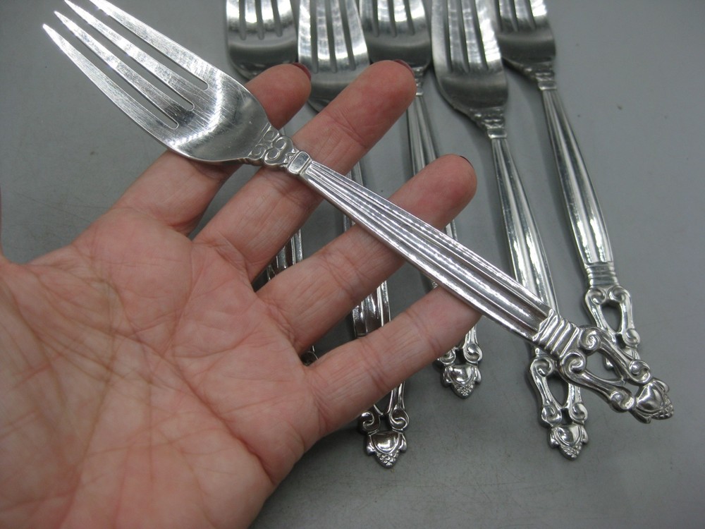 6 Towle Stainless KING GUSTAV Dinner Forks Germany Silverware Flatware