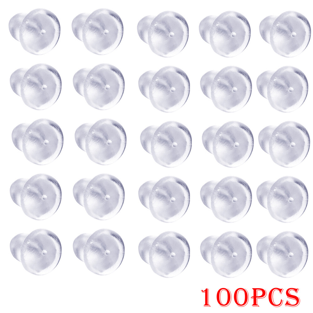 100pcs Silicone Earring Back Rubber Earring Back Stopper Cap Soft Clear Earring