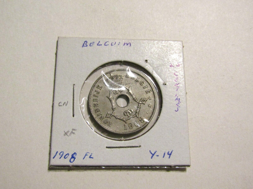 Belgium 1908 25 Centimes Coin
