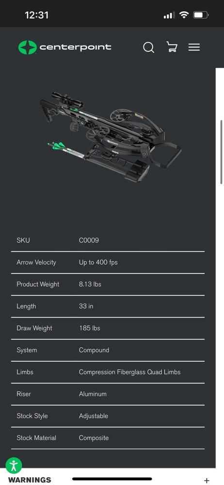 Centerpoint Hellion 400 Compound Crossbow Kit