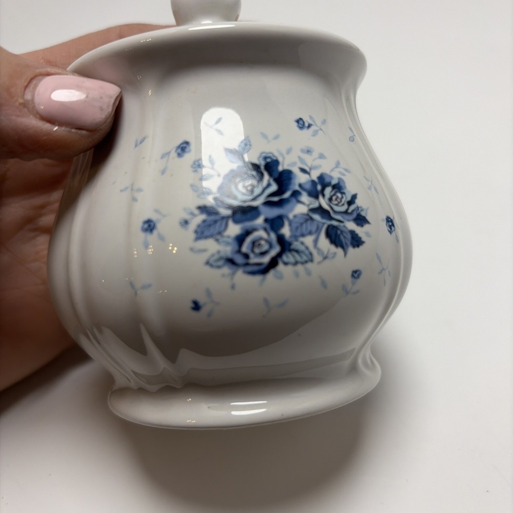 White Ceramic With Blue Roses Image