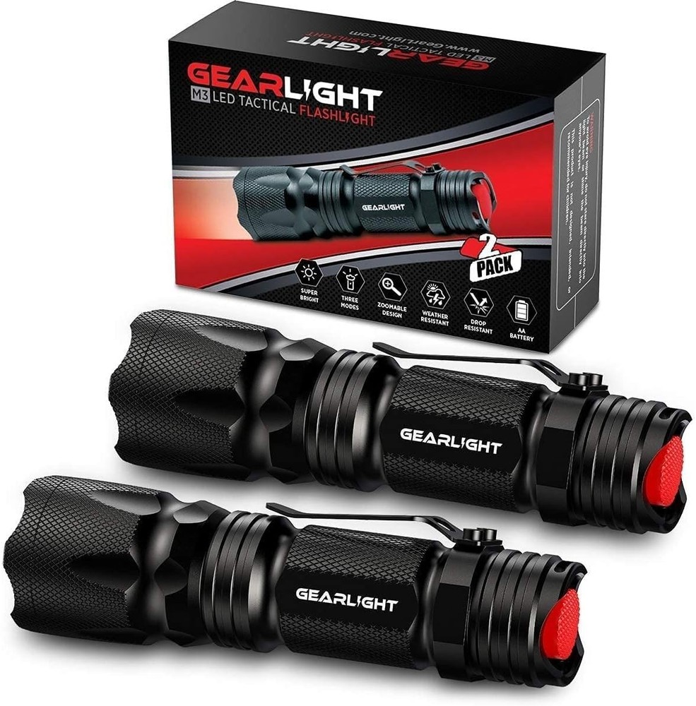 GearLight M3 Mini LED Flashlight [2-PACK] - Bright &Small Tactical #00002