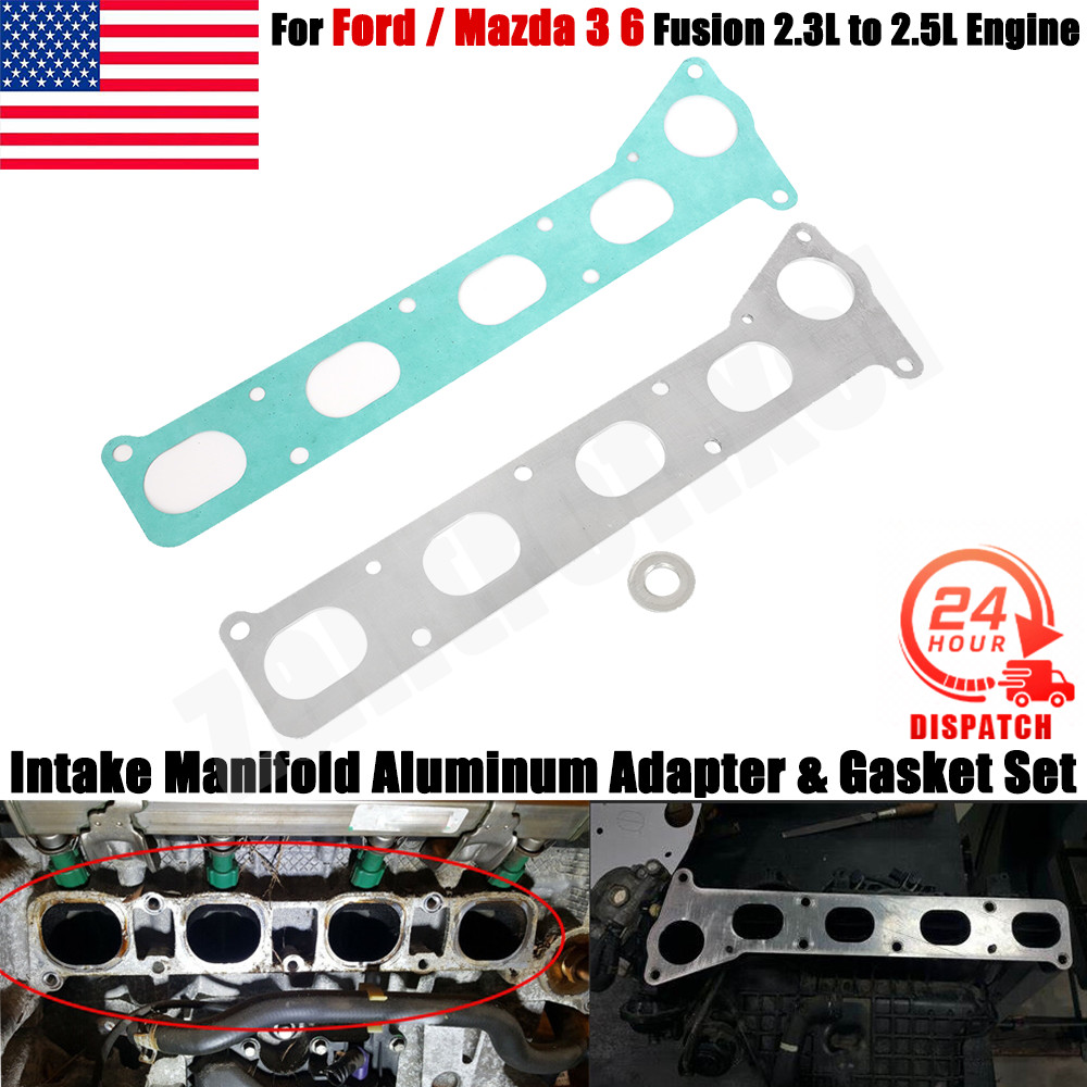 Intake Manifold Adapter&Gasket Set For Ford/Mazda 3 6 Fusion 2.3L to 2.5L Engine