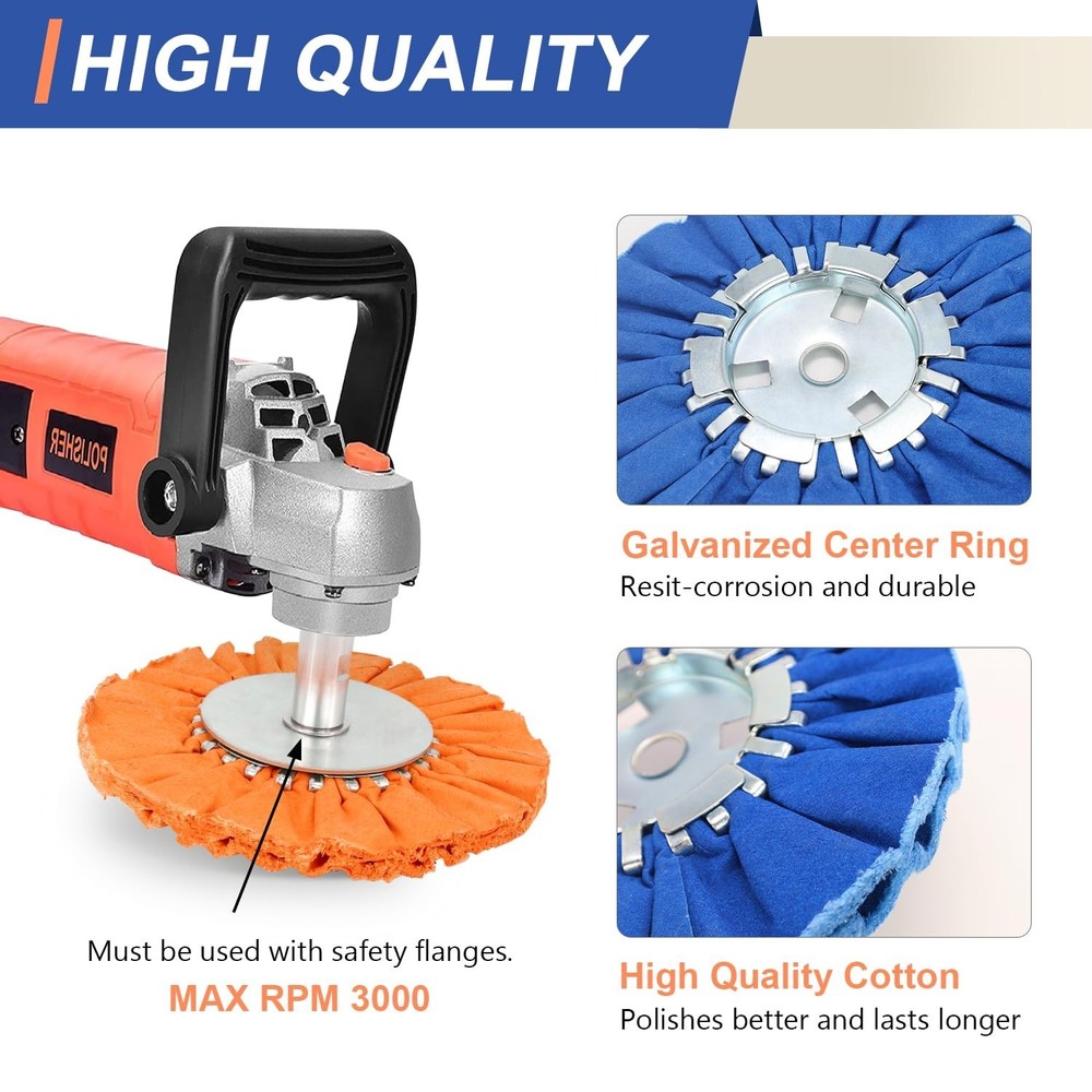 Airway Buffing Wheel Set 7Pc - 8" Diameter, 5/8" Arbor Hole