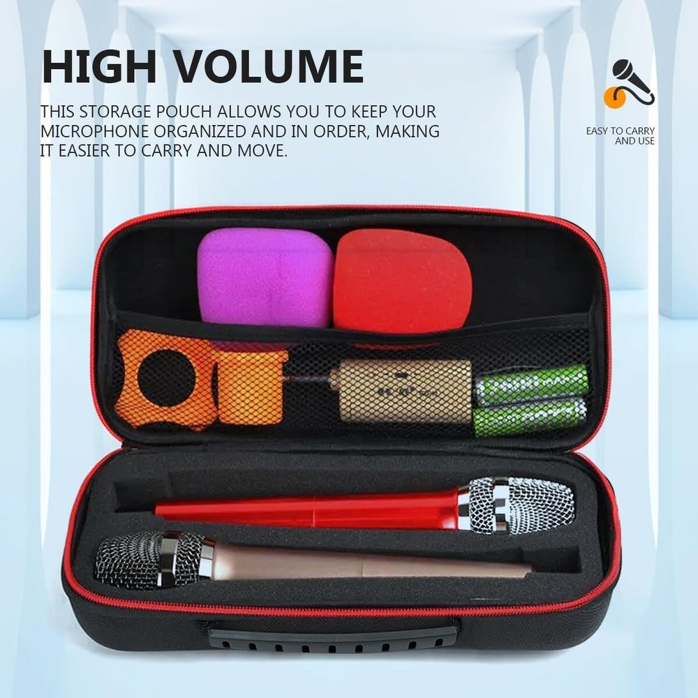 Microphone Case Double Mic Slots Storage Bag Protective for Outdoor...