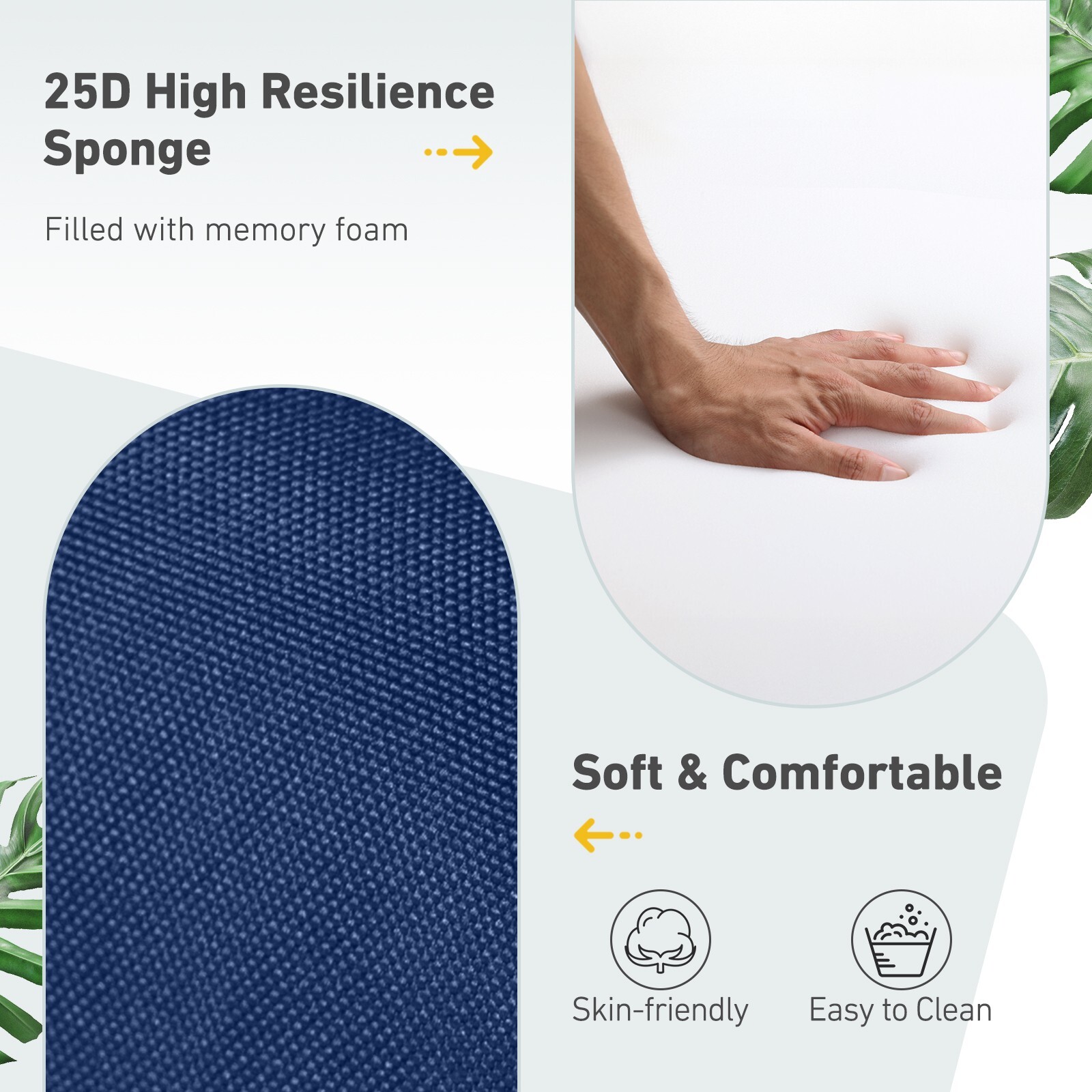 4Pcs Chair Cushions Seat Outdoor Patio High Back Deck Cartridge Cushion with Tie