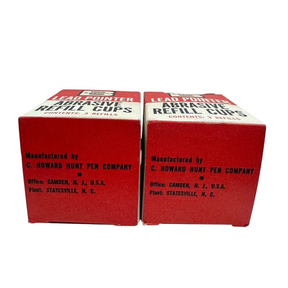 2 Vintage Boston Lead Pointer Abrasive Refill Cups Boxes - Each w/ 3 Refills