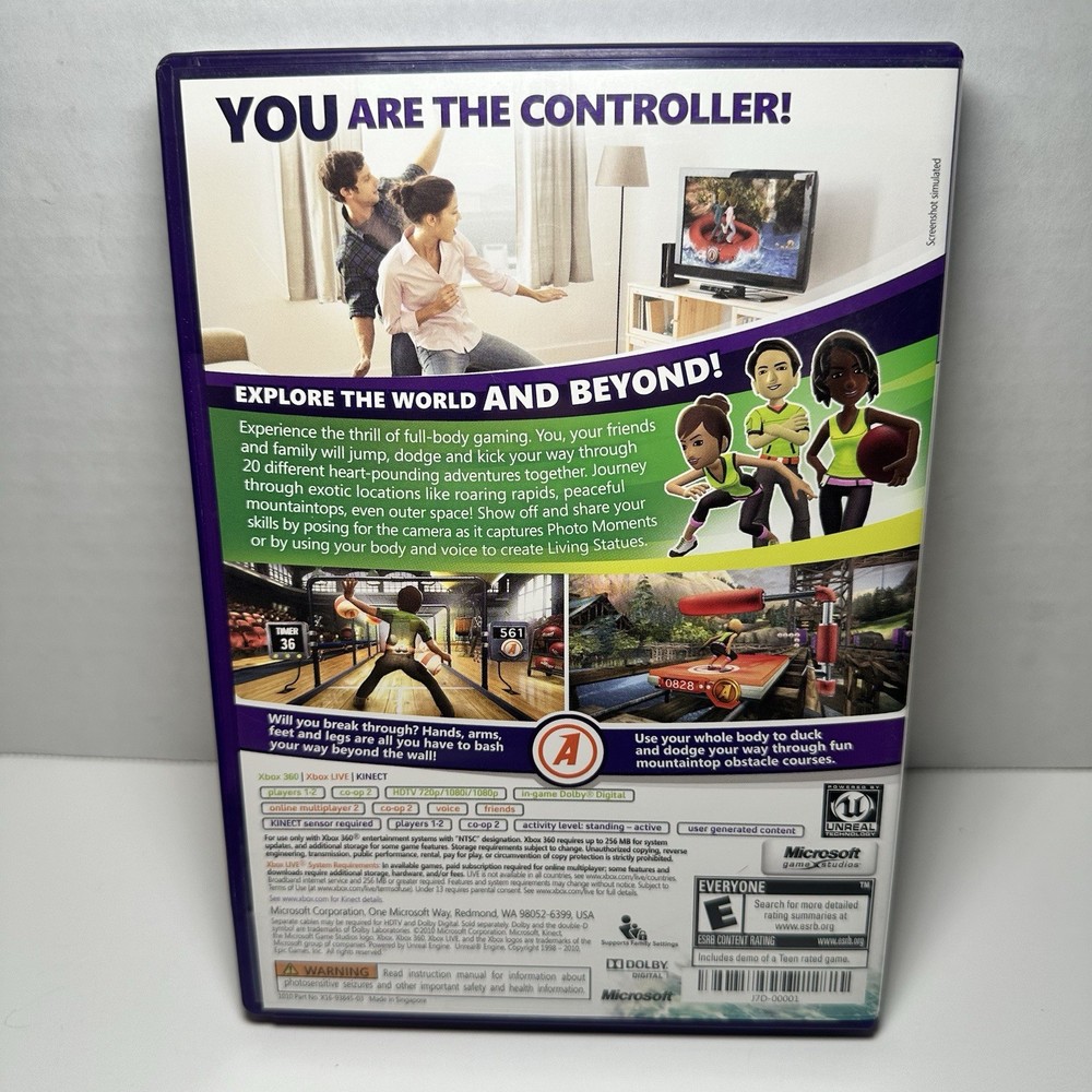 Xbox 360 Kinect Motion Sensor With Kinect Adventures - Tested