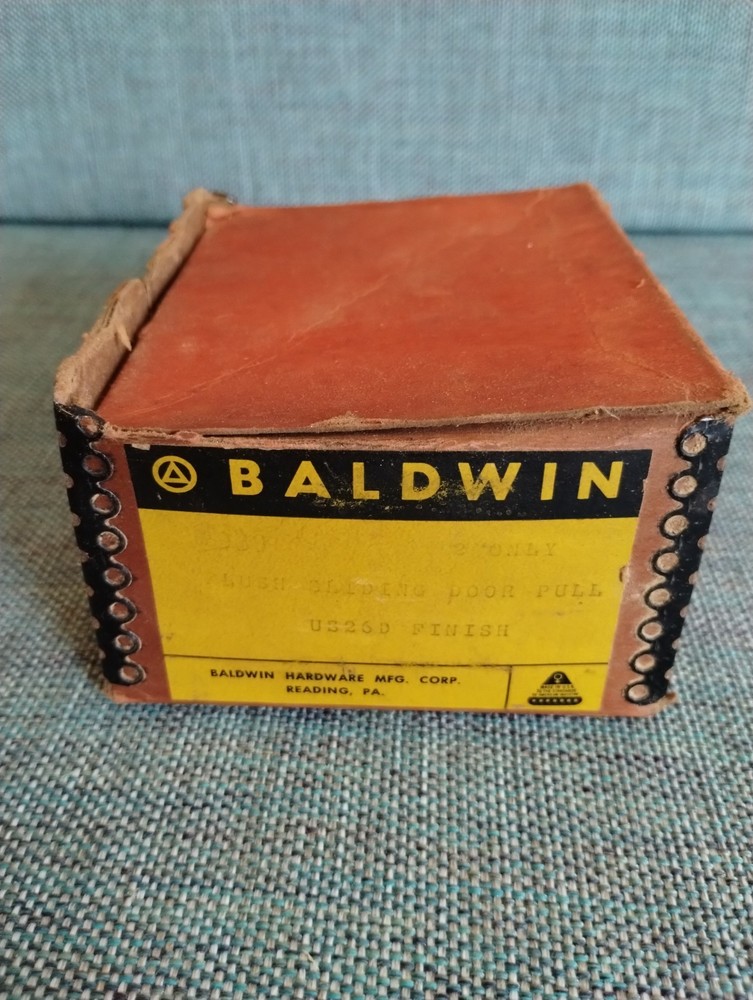 NOS Baldwin Solid Brass Pocket Sliding Door Flush Pulls US26D Satin Chrome Pair