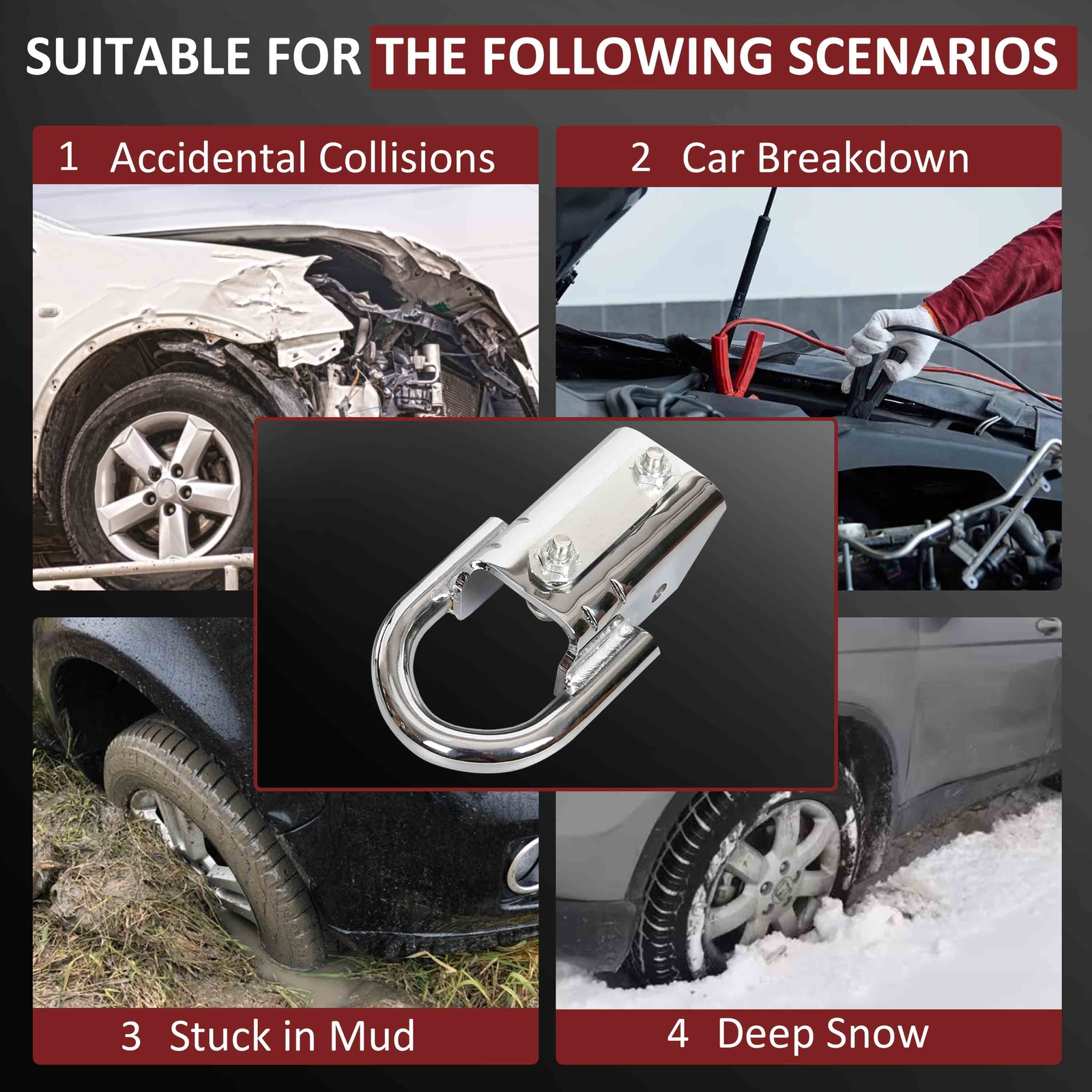 Fit For 2004-2024 2008 2009 Ford F150 F-150 Chrome Tow Hooks w/ Hardware - Pair