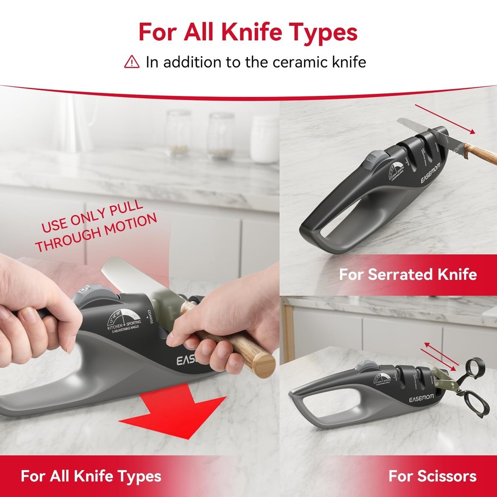 Kitchen Knife Sharpener, 5 Adjustable Sharpening Angle - Handheld P... Fast Ship