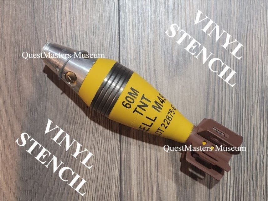 U.S. WWII 60mm M49A2 Mortar Shell Stencil, Stencil 020a