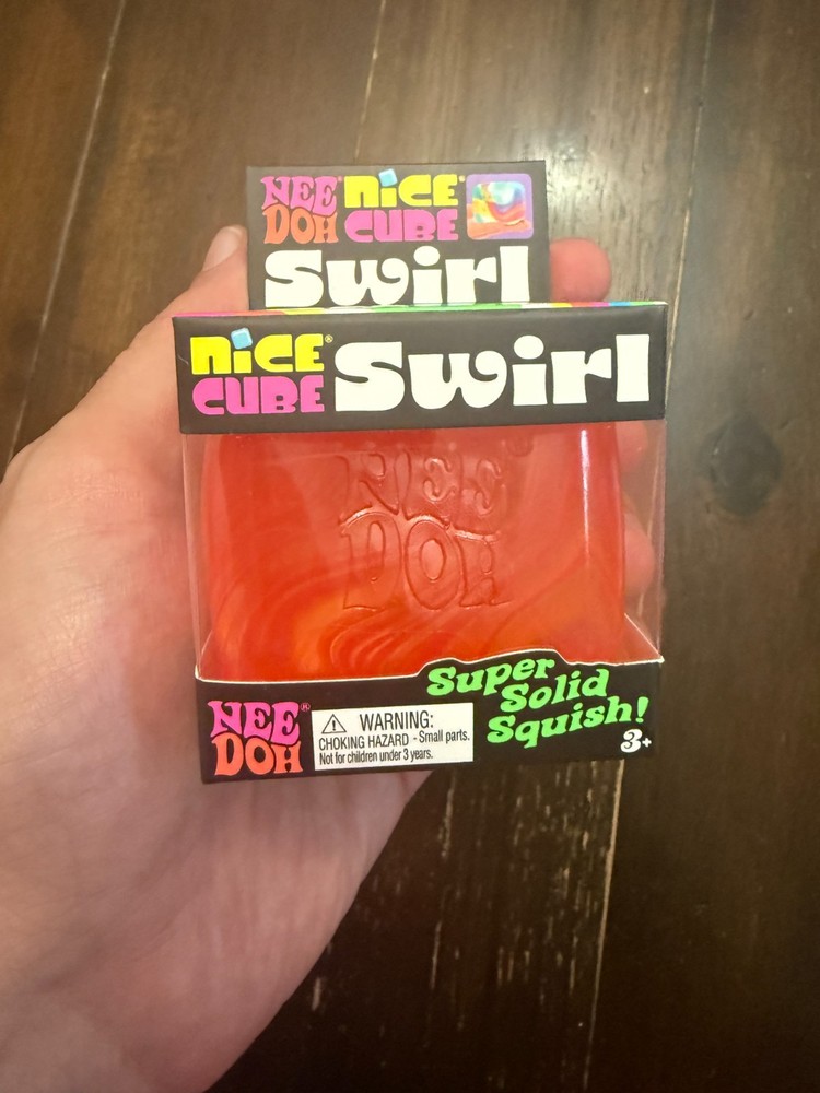 ORANGE Schylling NeeDoh Nice Cube Swirl. Super Solid Squish AUTHENTIC