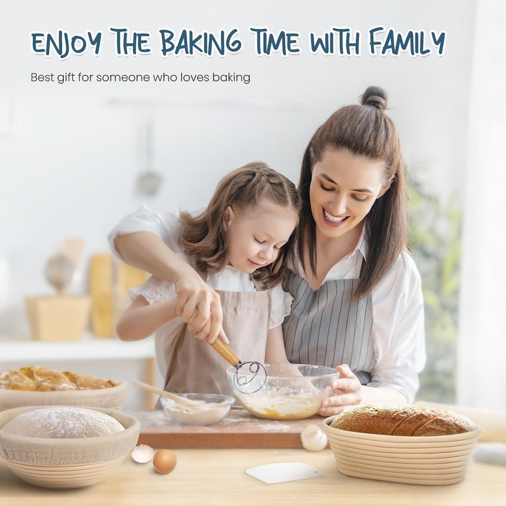 Dough Proofing Basket Set for Perfect Sourdough - Includes Baking Essentials