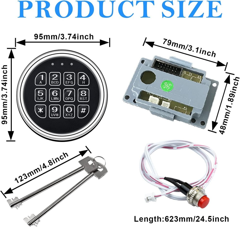 Gun Safe Lock Replacement Electronic Safe Lock Solenoid Lock & 2 Keys Safe Box