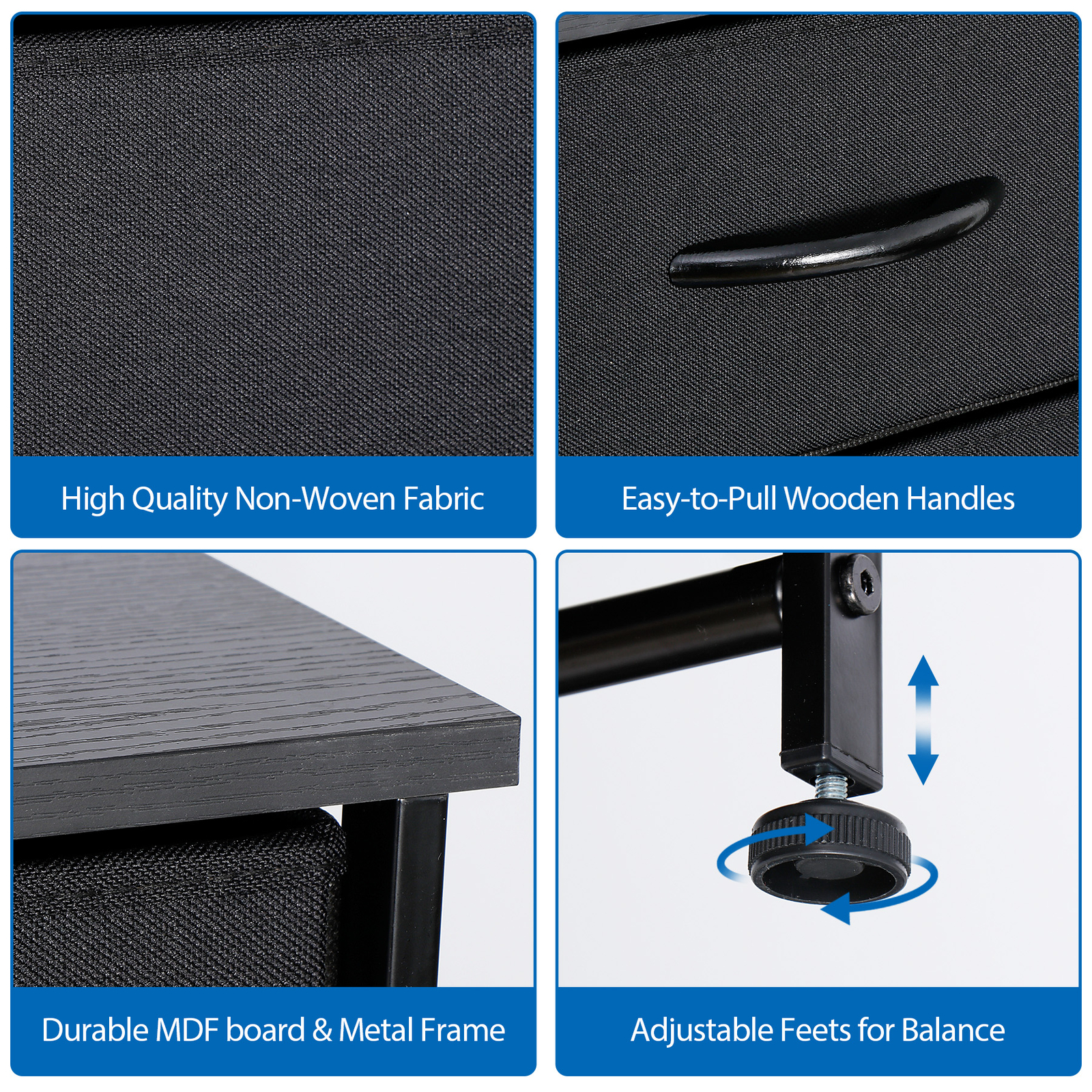 Fabric Dresser W/5 Drawer Storage Chest Tower Cabinet Organizer Unit for Bedroom