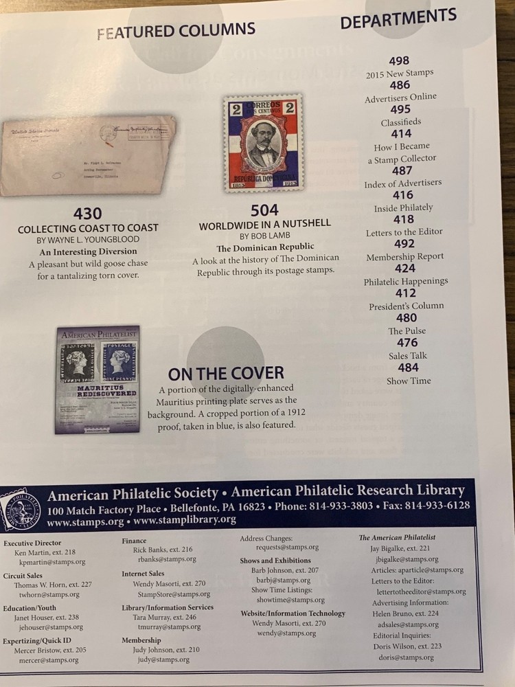 American Philatelist Magazine 2015, May