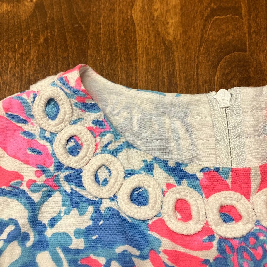 Lilly Pulitzer Pink White Blue Tropical Shift Dress Bay Blue Pop Pop Glow 6