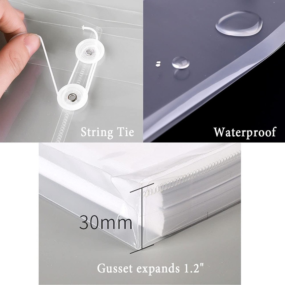 Letter Size Clear Poly Envelopes with String Closure 20 Pack, EGOSKY Plastic Env