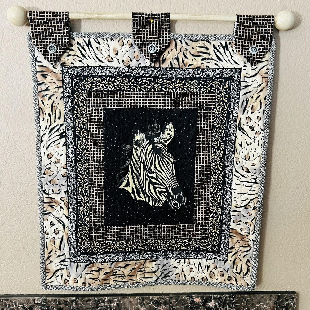 Handmade Wall Hanging Zebra Quilt.