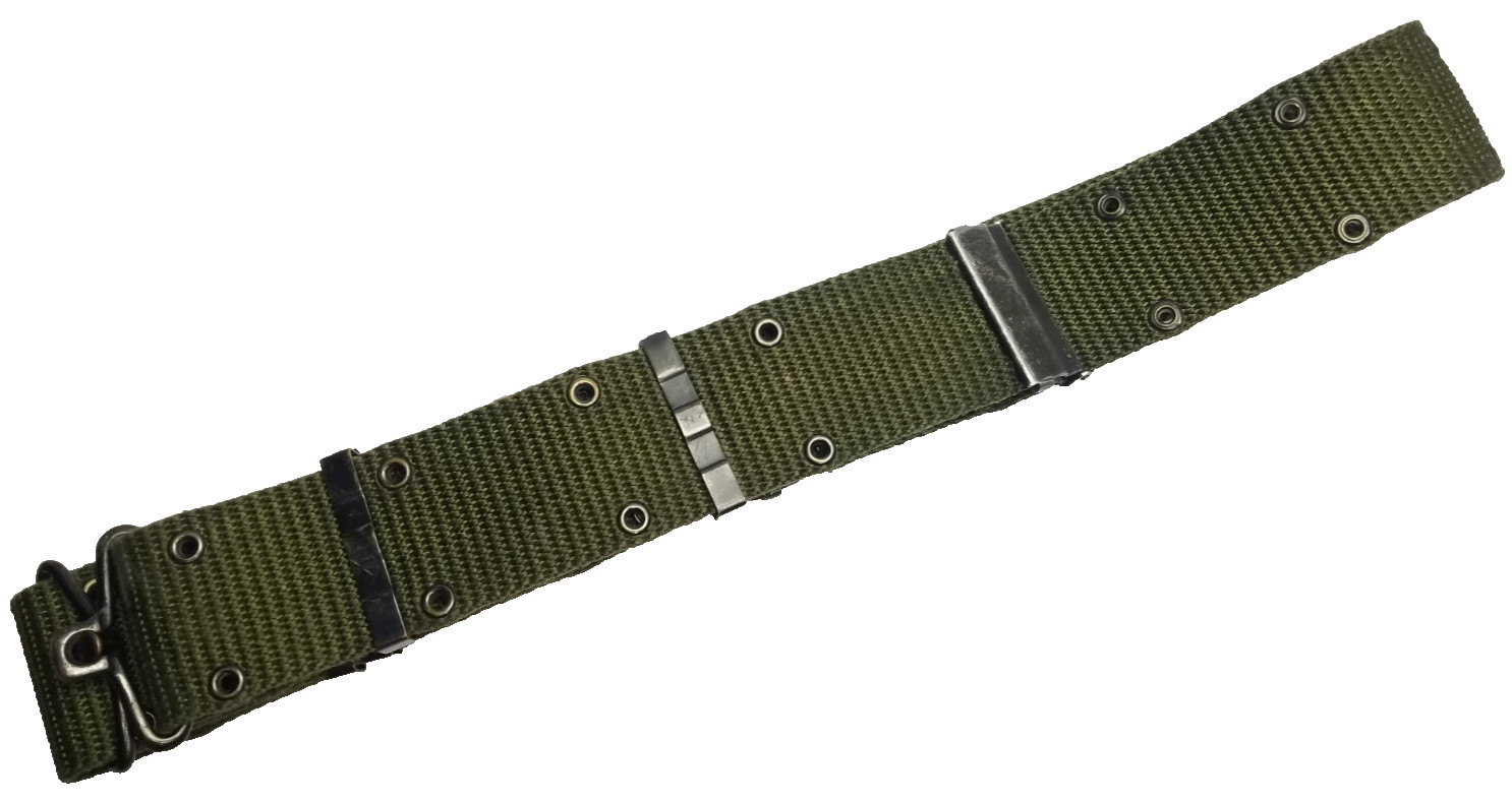 USGI Military Vintage Nylon OD Green Pistol Web Belt Brass Buckle Large