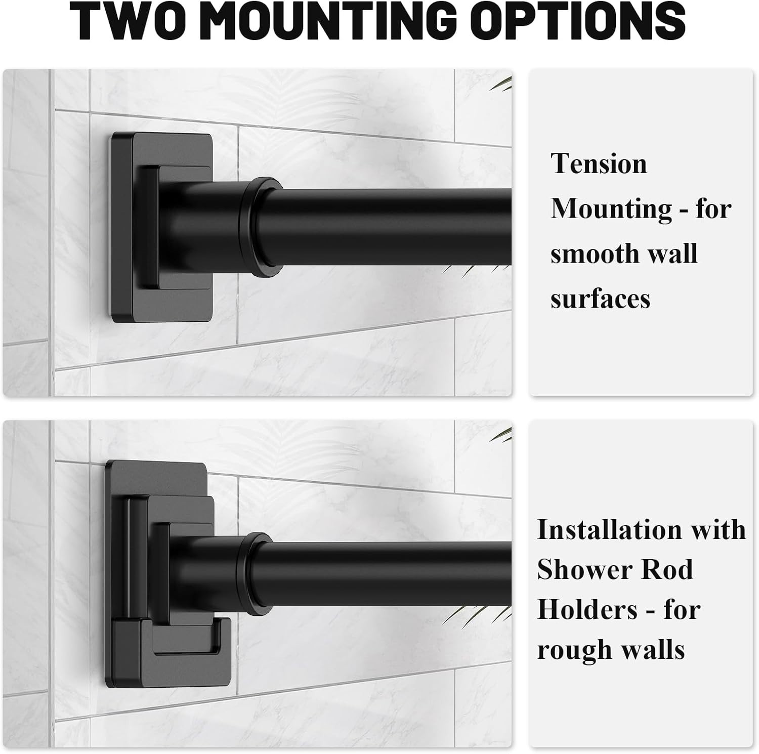 Matte Black Shower Curtain Rod 31-79 Inches with Holders, Stainless Steel Shower