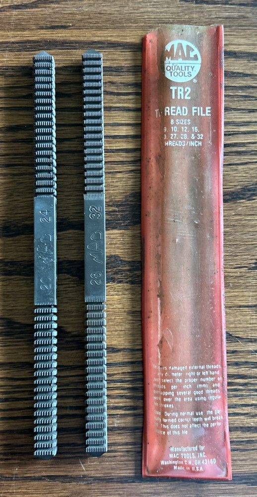Mac Tools 2 -piece Thread Restoring File Thread Chaser set #TR1 & #TR2 USA