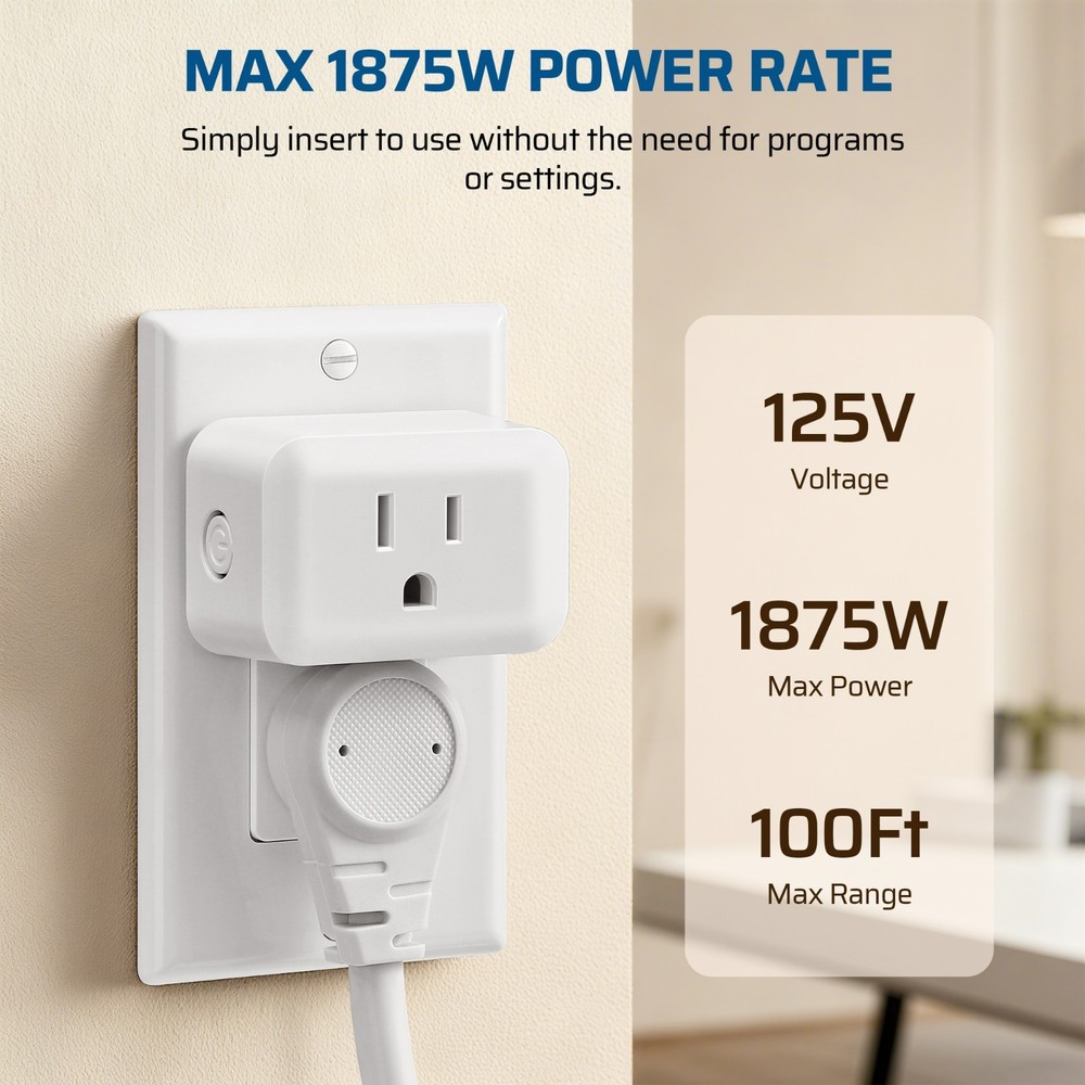 DEWENWILS 4-Gang Wireless Remote Control Outlet Set - 100ft Range, UL Certified