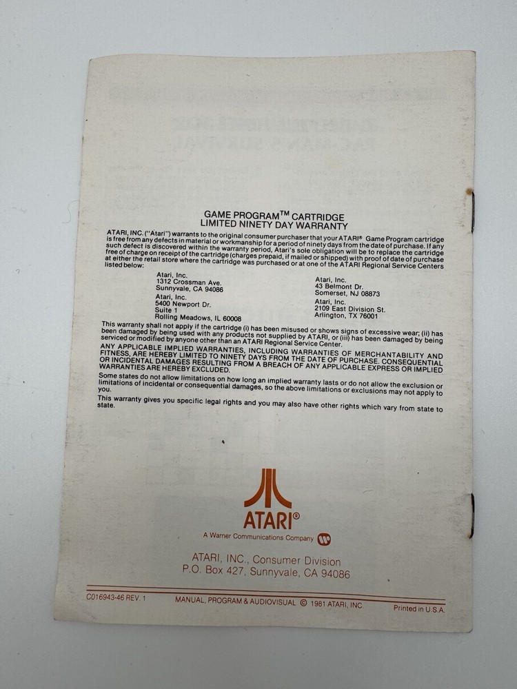 VTG Atari Instruction Booklets ONLY: Defender Star Raisers Pac-Man Atari Force