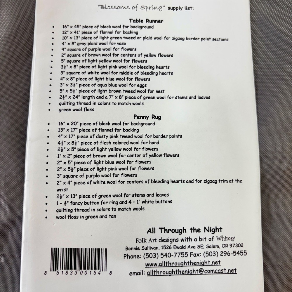 All Through the Night Applique Spring Blossoms Table Runner & Penny Rug Pattern