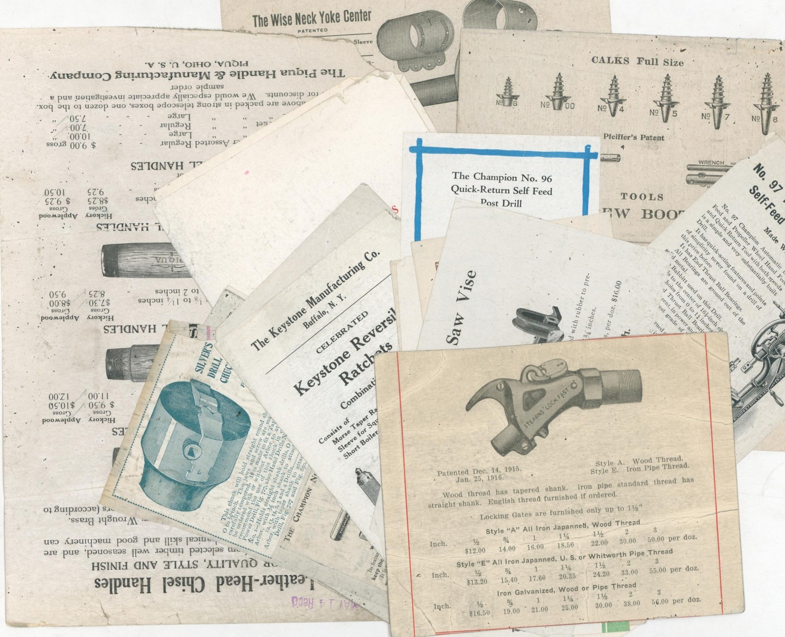 c.1910s Hardware Trade Pamphlet Lot Blacksmith Tools Drill Vise Clamp Ads Store