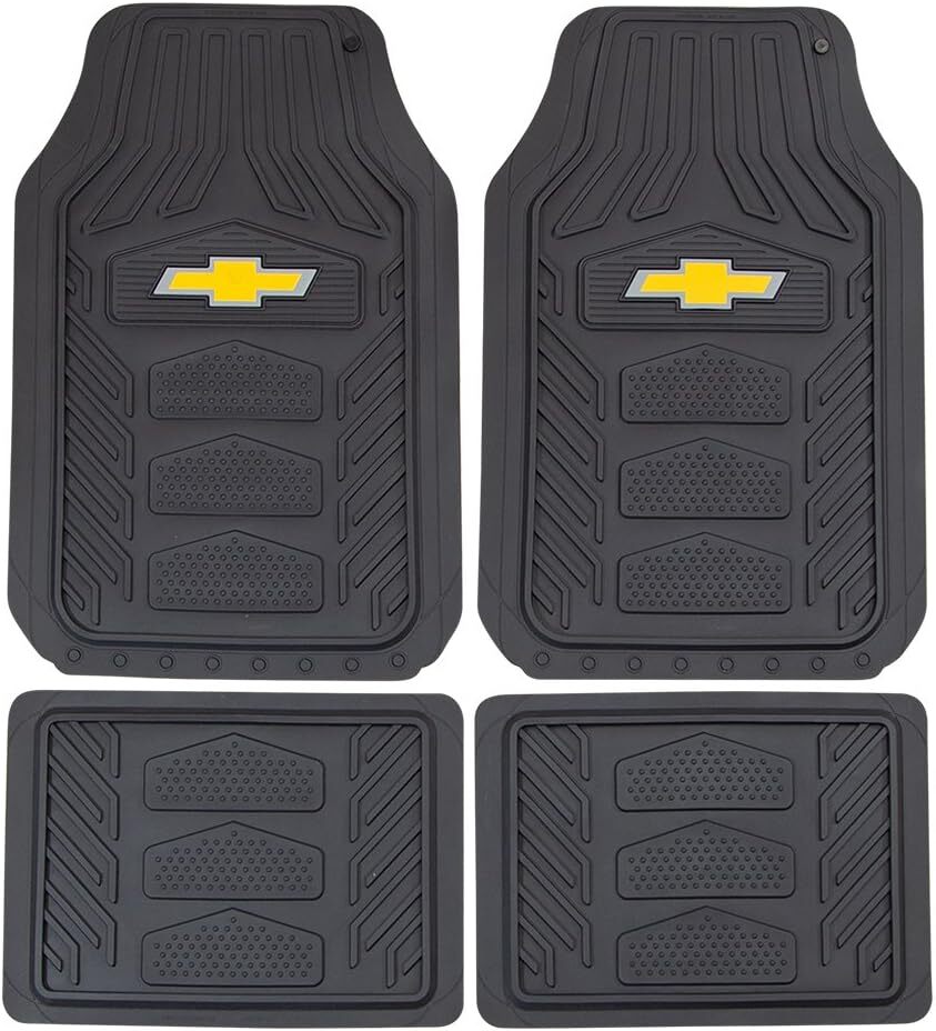 Chevy Bowtie Logo Heavy Duty Truck SUV Car All Weather Rubber 4pc Floor Mats Set