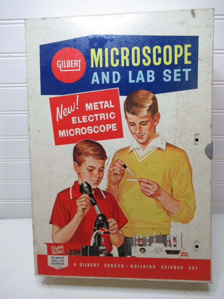 Vintage case for Gilbert Microscope and Lab Set sheet metal case only 10" x 14"