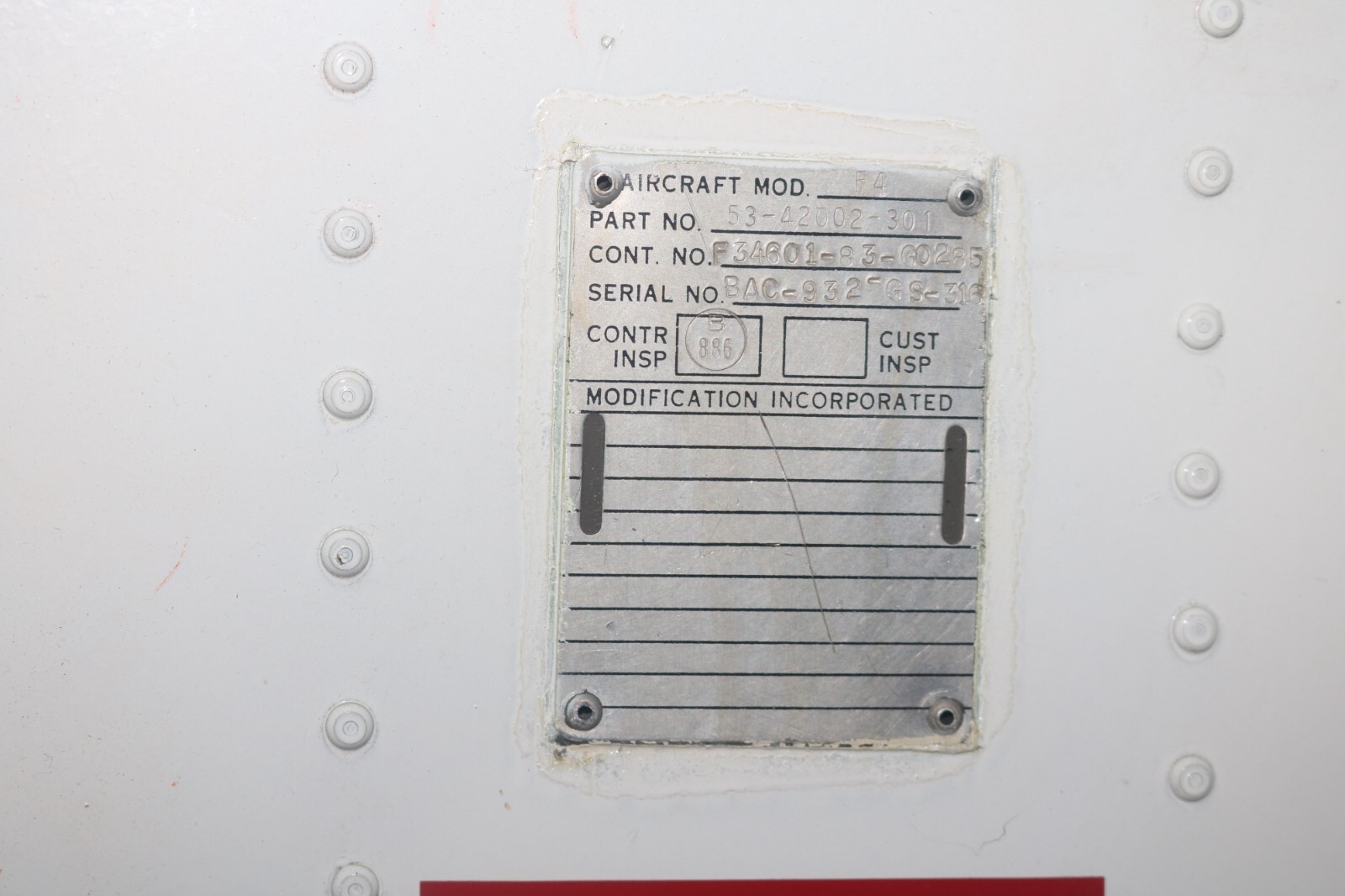 really nice vintage F-4 Phantom L/H MLG outer door 53-42702-301