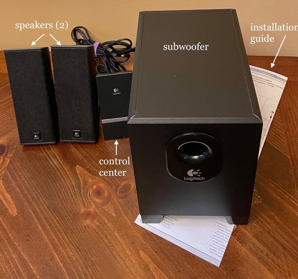 Logitech X-240 Computer Speaker System and Sub Woofer With Installation Guide