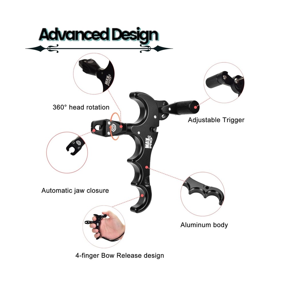 DD Bow Release Archery Release 360° Rotatable Thumb Release for Compound Bo