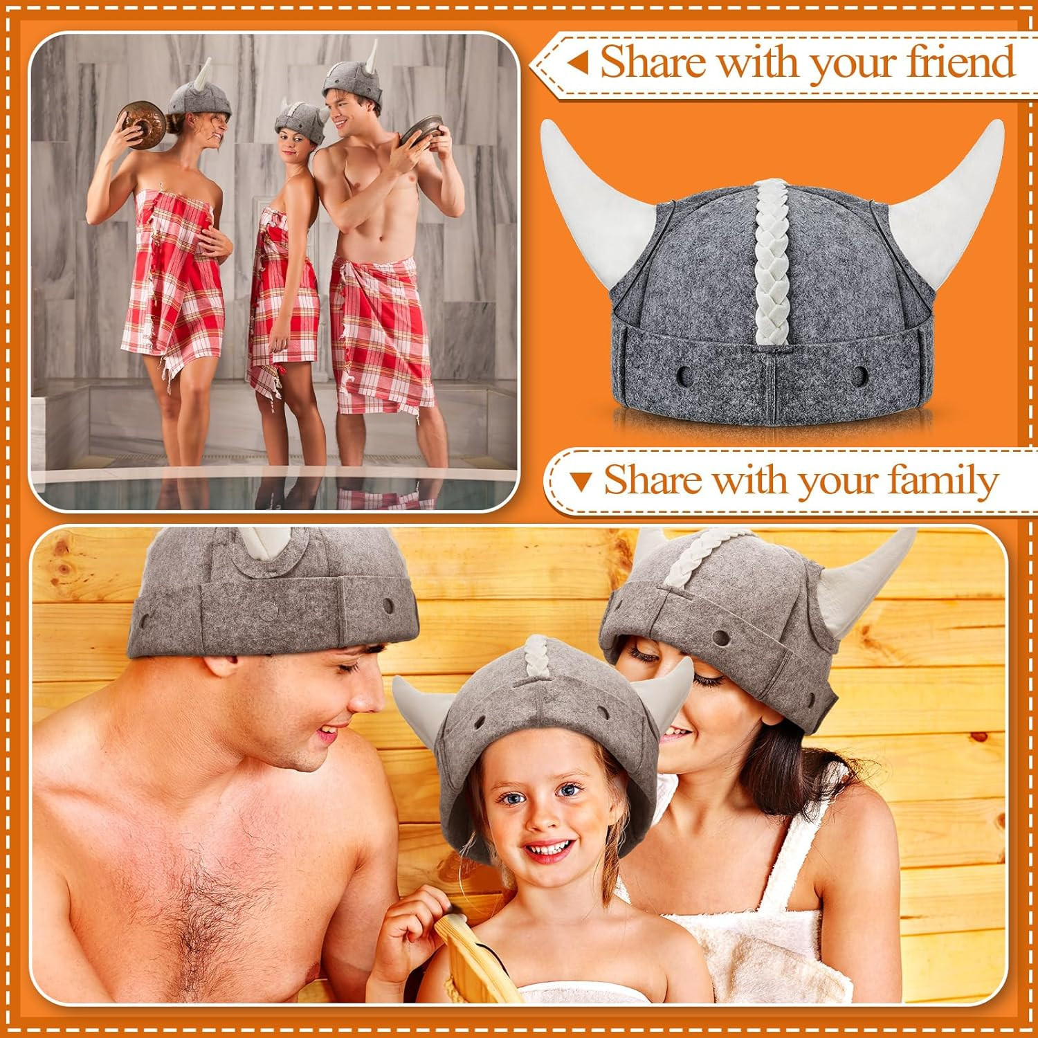Jagely 2 Pcs Sauna Hat Viking Russian Banya Wool Sauna Cap for Women Men Finnish