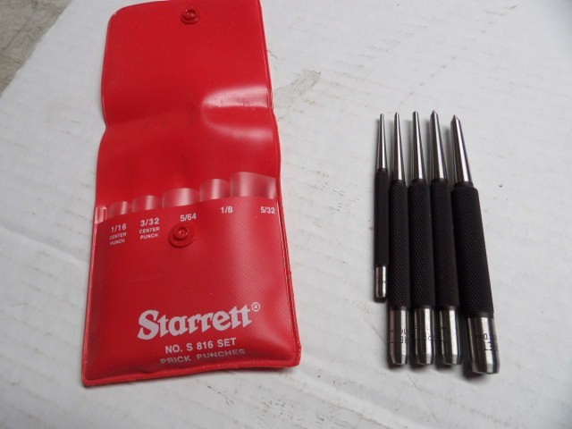 STARRETT  #816  Prick Punch, Set of 5,   4" Length  in Pouch   New