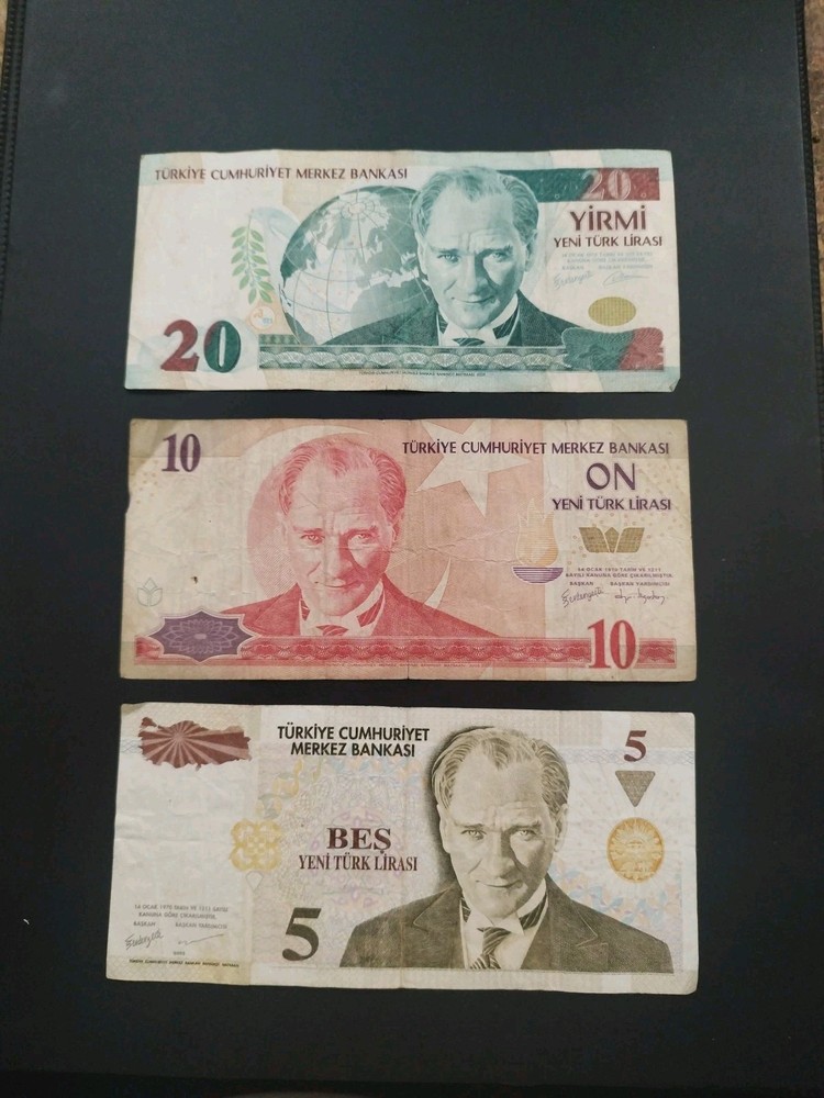 Turkey 3 different banknotes