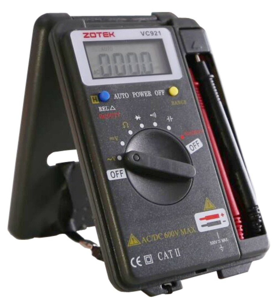 Digital Multimeter, Auto Ranging Pocket Multimeter Black VC921