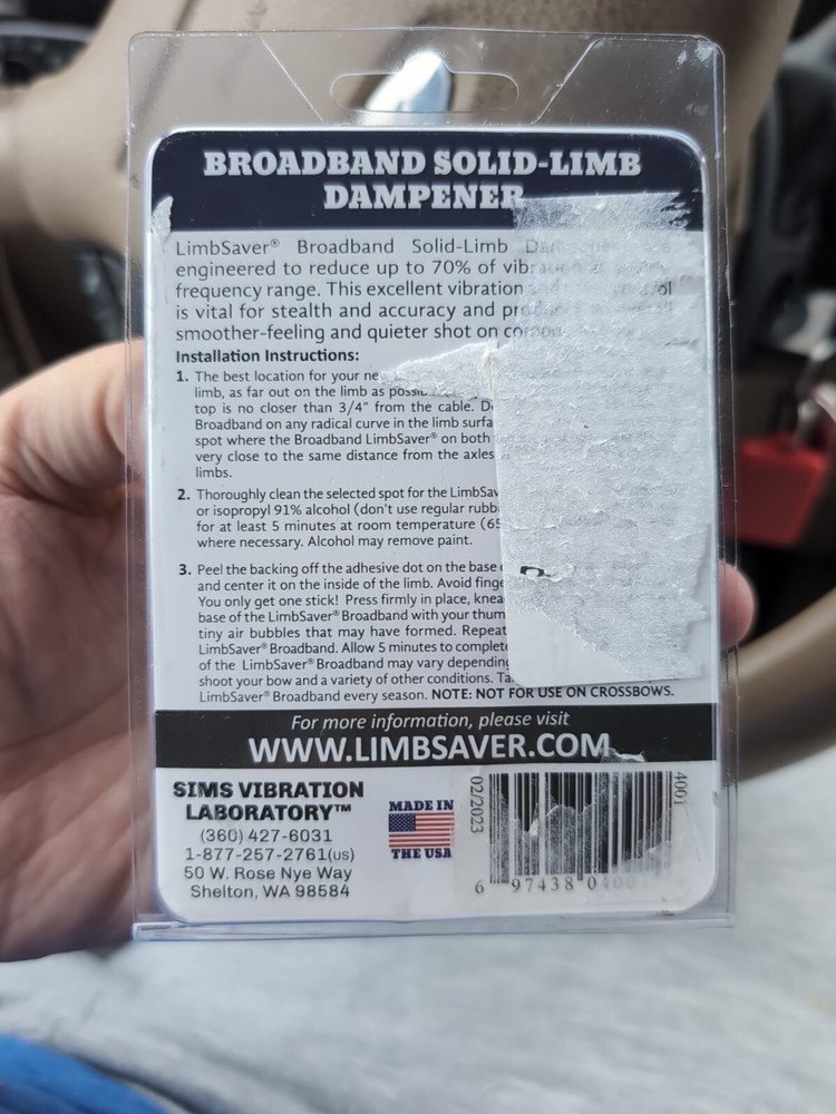 LimbSaver Broadband Dampener for Solid Limb Compound Bows, Black, 2-Pack