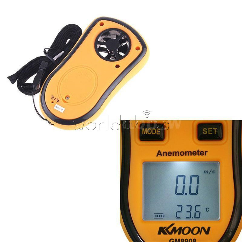 Digital LCD Anemometer NTC Thermometer Air Speed Gauge Wind Temprature Meter