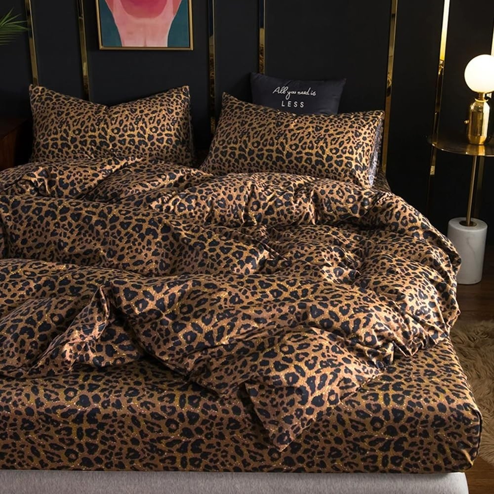 100% Soft Microfiber Leopard Pattern Fitted Bed 15" Deep Pocket Queen Size-1 ...