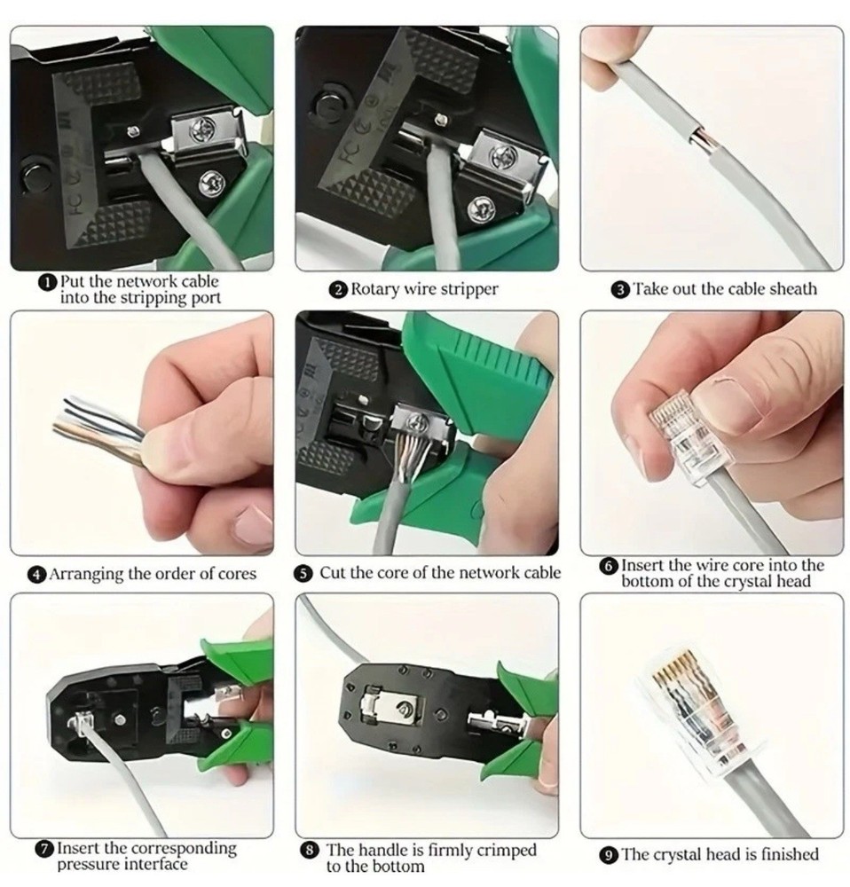 Network Tool Repair Kit -Crimper, Tester & Strippers for Ethernet Cable Work