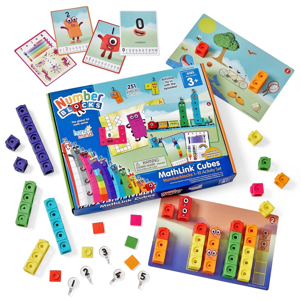 hand2mind MathLink Cubes Numberblocks 1-10 Activity Set, 30 Preschool Learnin...