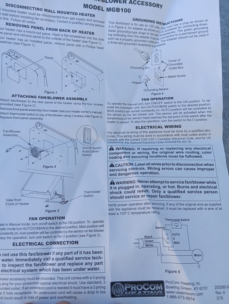 Procom Heating MGB100 Thermostatic Control Blower