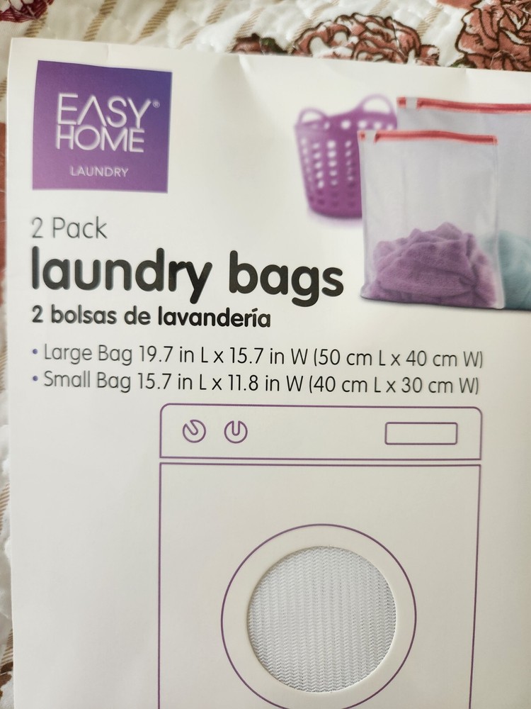 2 Pack White Mesh Laundry Bags, EASY HOME